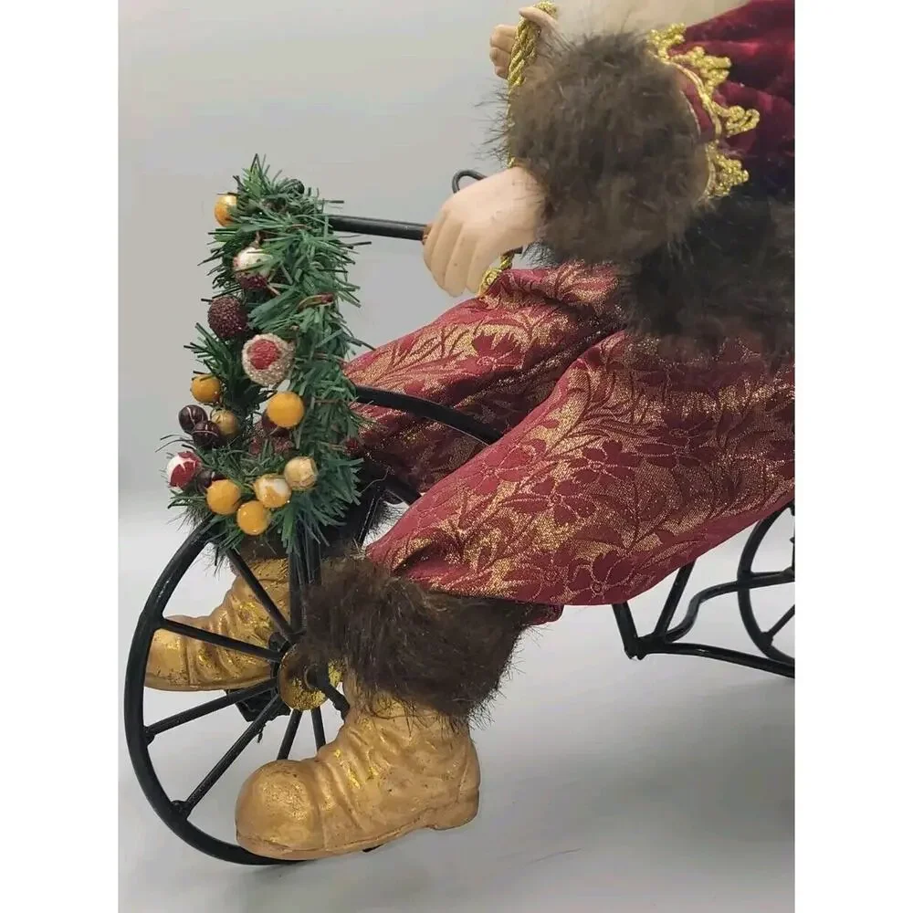 Vintage Large Porcelain Face Santa Claus Riding Tricycle Presents 16